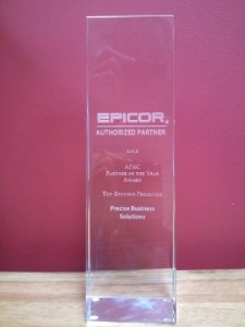 Epicor APAC Partner of the Year Award trophy 2012