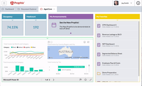 A gif showing the Prophix product in action