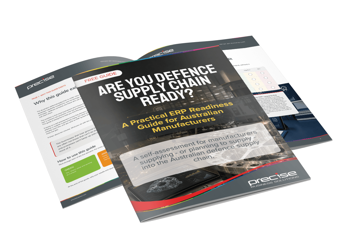 Image showing cover page and inside pages of our 12 step guide to a successful ERP project